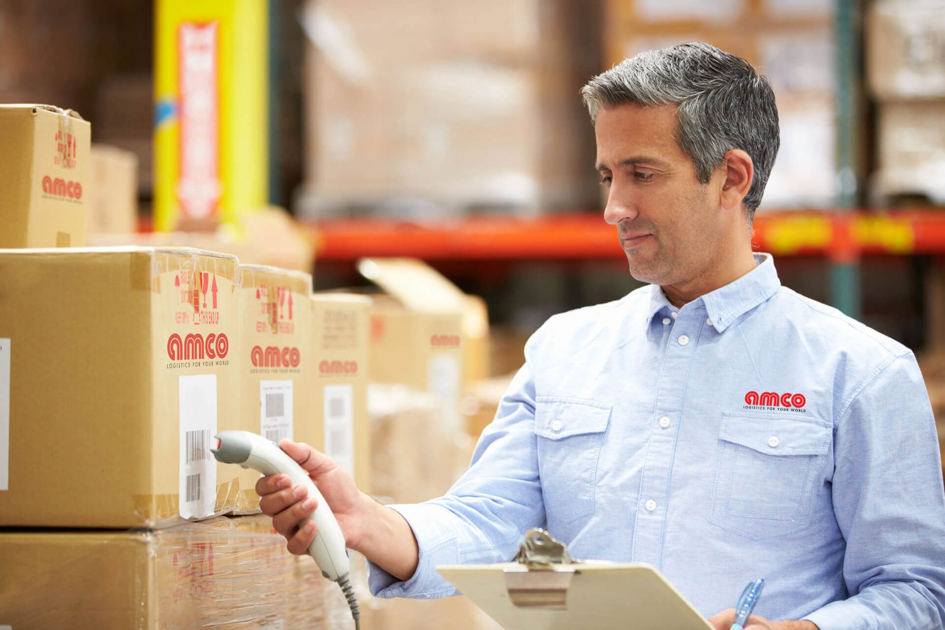 Man scanning barcodes